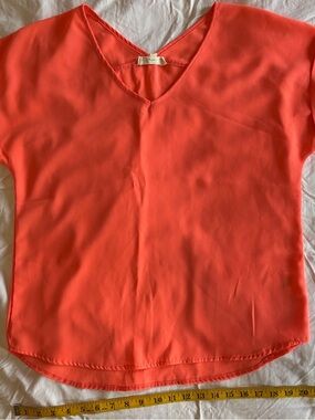 Pink Rose Coral V-Neck Short Sleeve Blouse